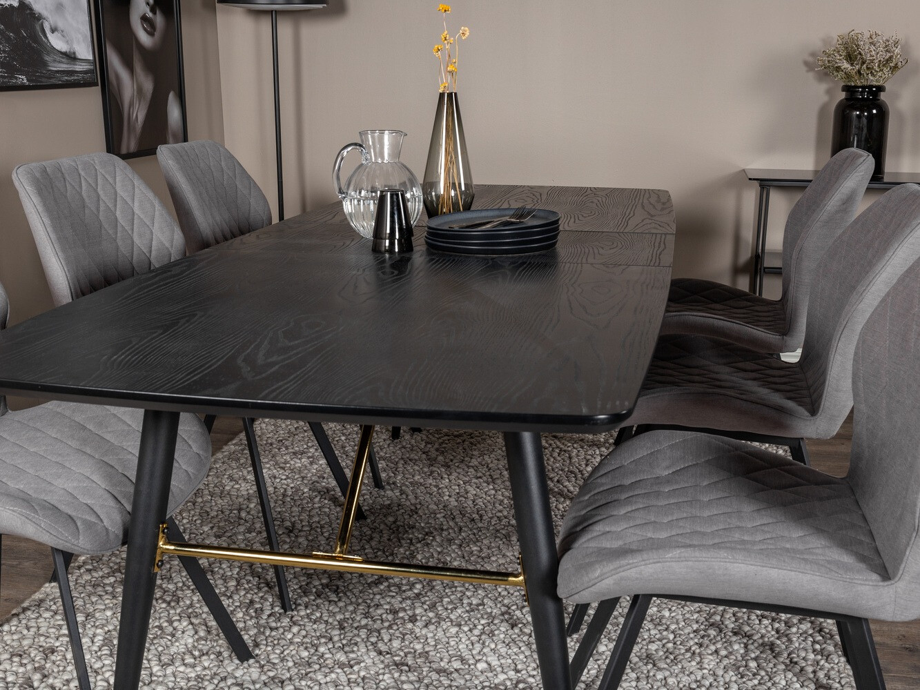 Dining set Dallas 1647 (Grey + Black)