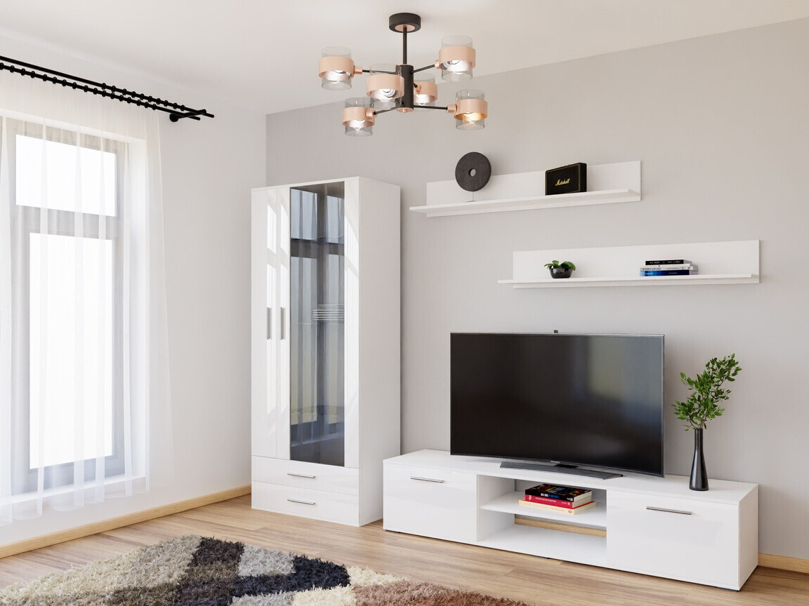 Σετ επίπλων σαλονιού Tornola 115 (Άσπρο + Γυαλιστερό λευκό)