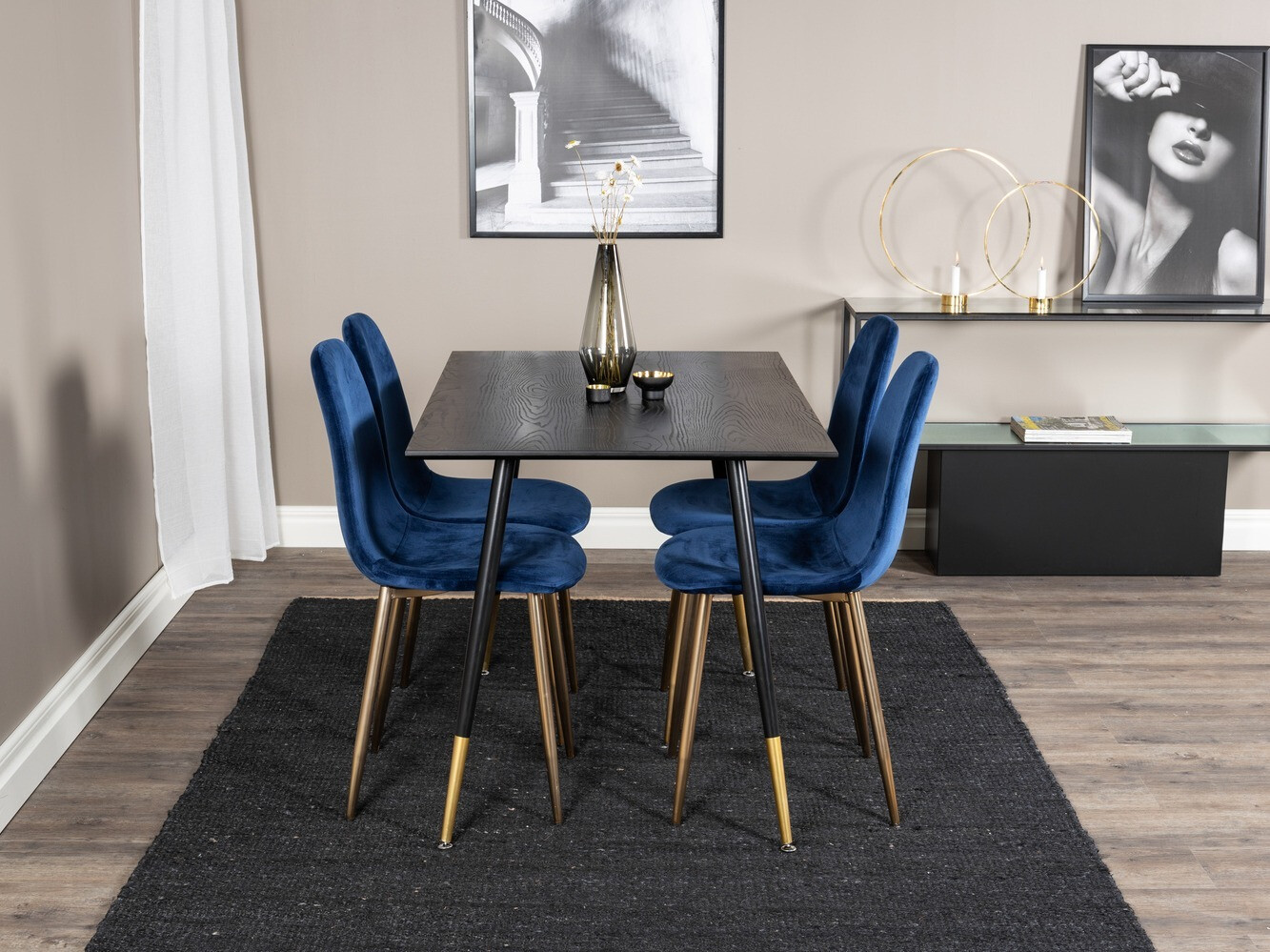 Dining set Dallas 1693 (Blue + golden)