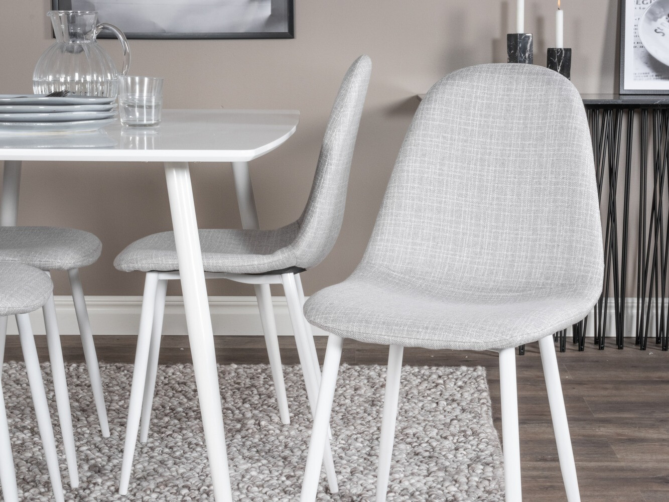 Σετ τραπεζαρίας Dallas 2040 (Άσπρο + Ανοιχτό γκρι)