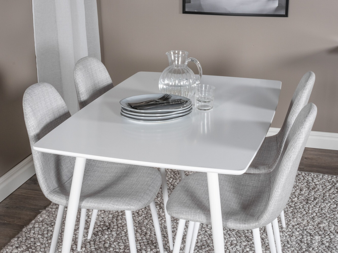 Σετ τραπεζαρίας Dallas 2040 (Άσπρο + Ανοιχτό γκρι)