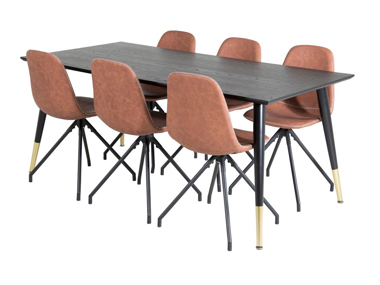 Dining set Dallas 2578 (Black + Brass)