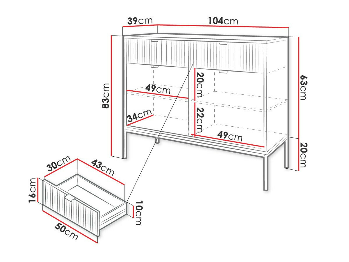 Σιφονιέρα Lima L100 (Γκρι + Μαύρο)