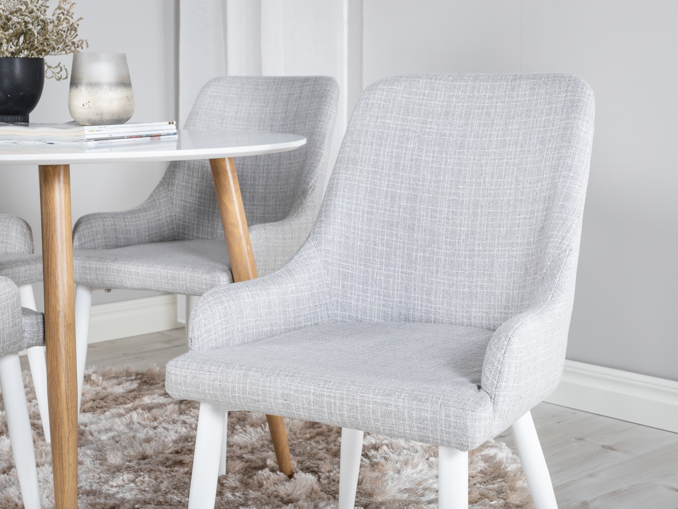 Σετ τραπεζαρίας Dallas 299 (Ανοιχτό γκρι + Άσπρο)