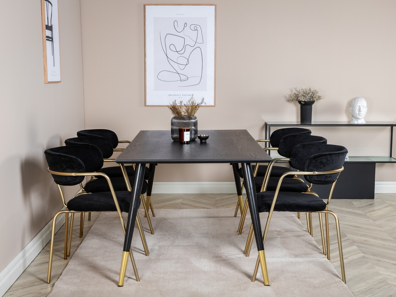 Dining set Dallas 1258 (Black + Golden)