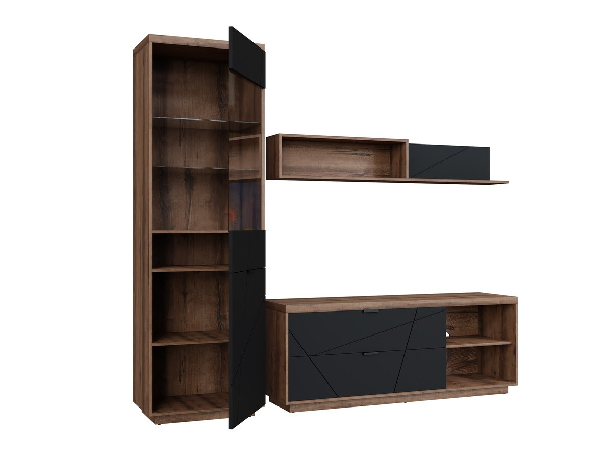 Living room set Fivale 113 (Dark Delano oak + Matte black)