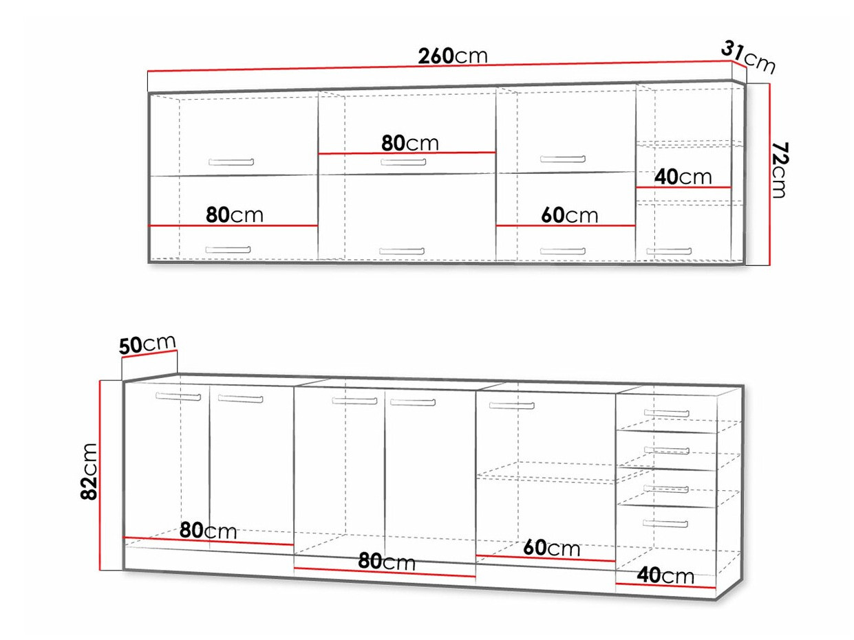 Modular kitchen set Multi Grey 123