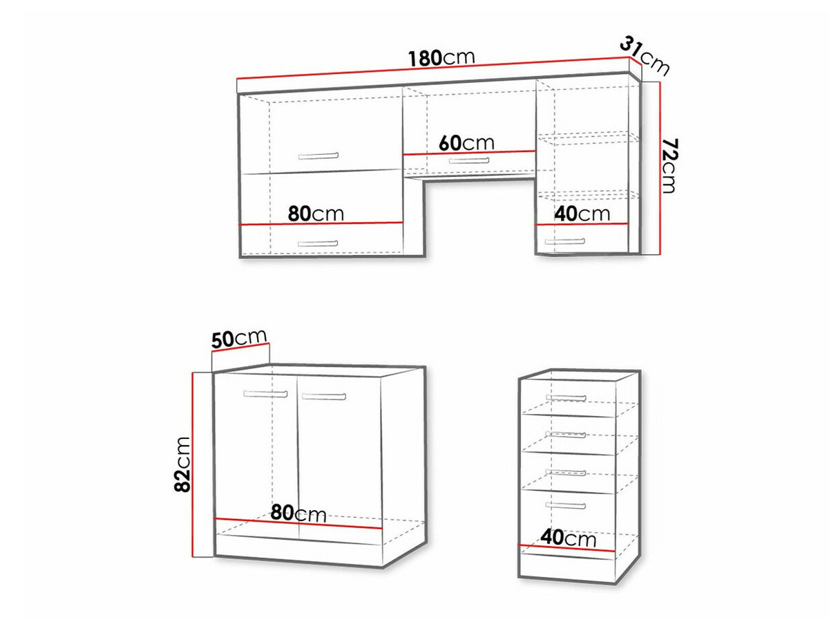 Modular kitchen set Multi Grey 125