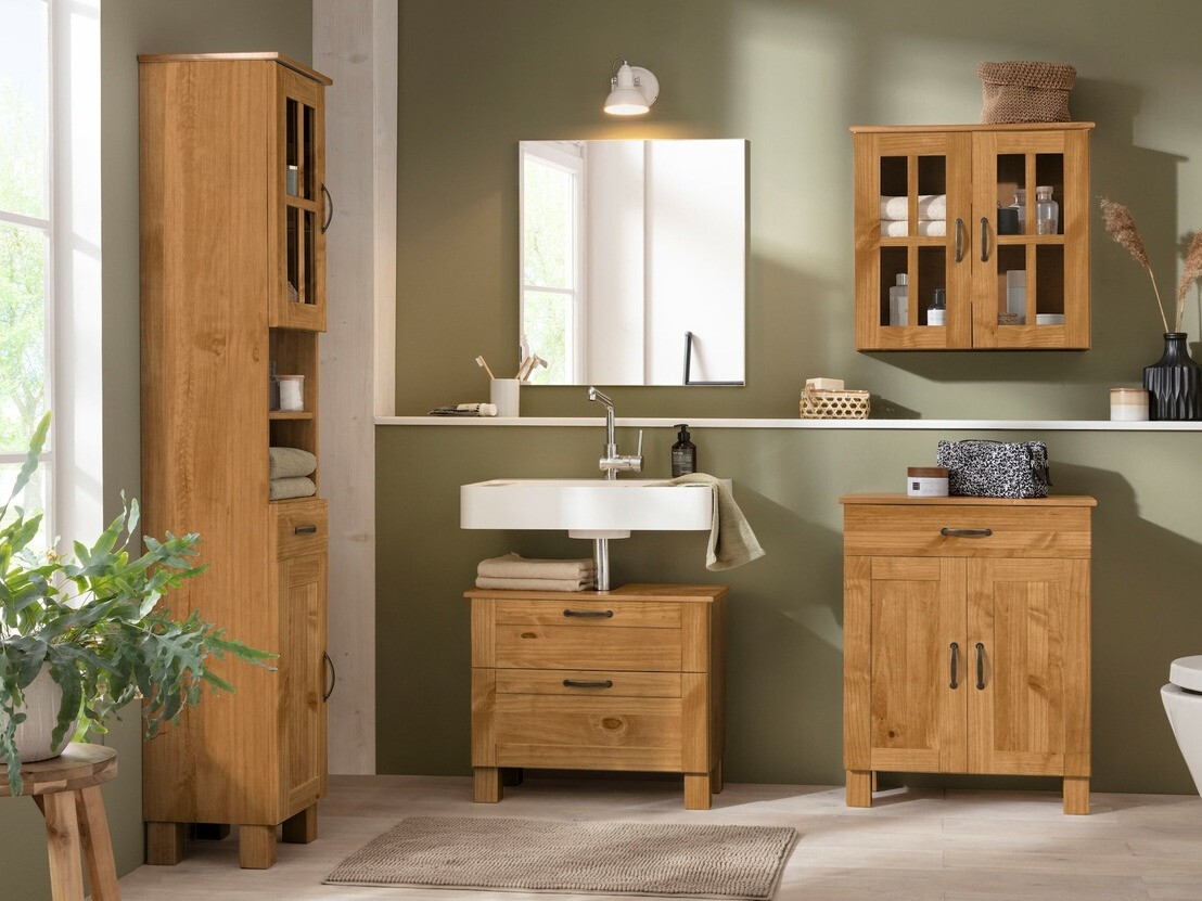 Όρθιο ντουλάπι μπάνιου Ophlevu 106 (Πεύκο)