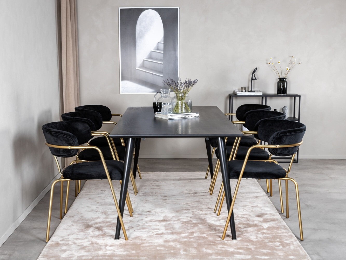 Dining set Dallas 2580 (Black + Brass)