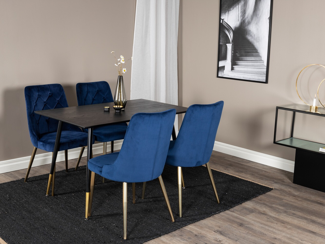 Dining set Dallas 1673 (Blue + golden)