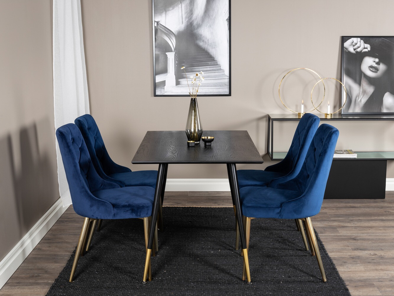 Dining set Dallas 1673 (Blue + golden)