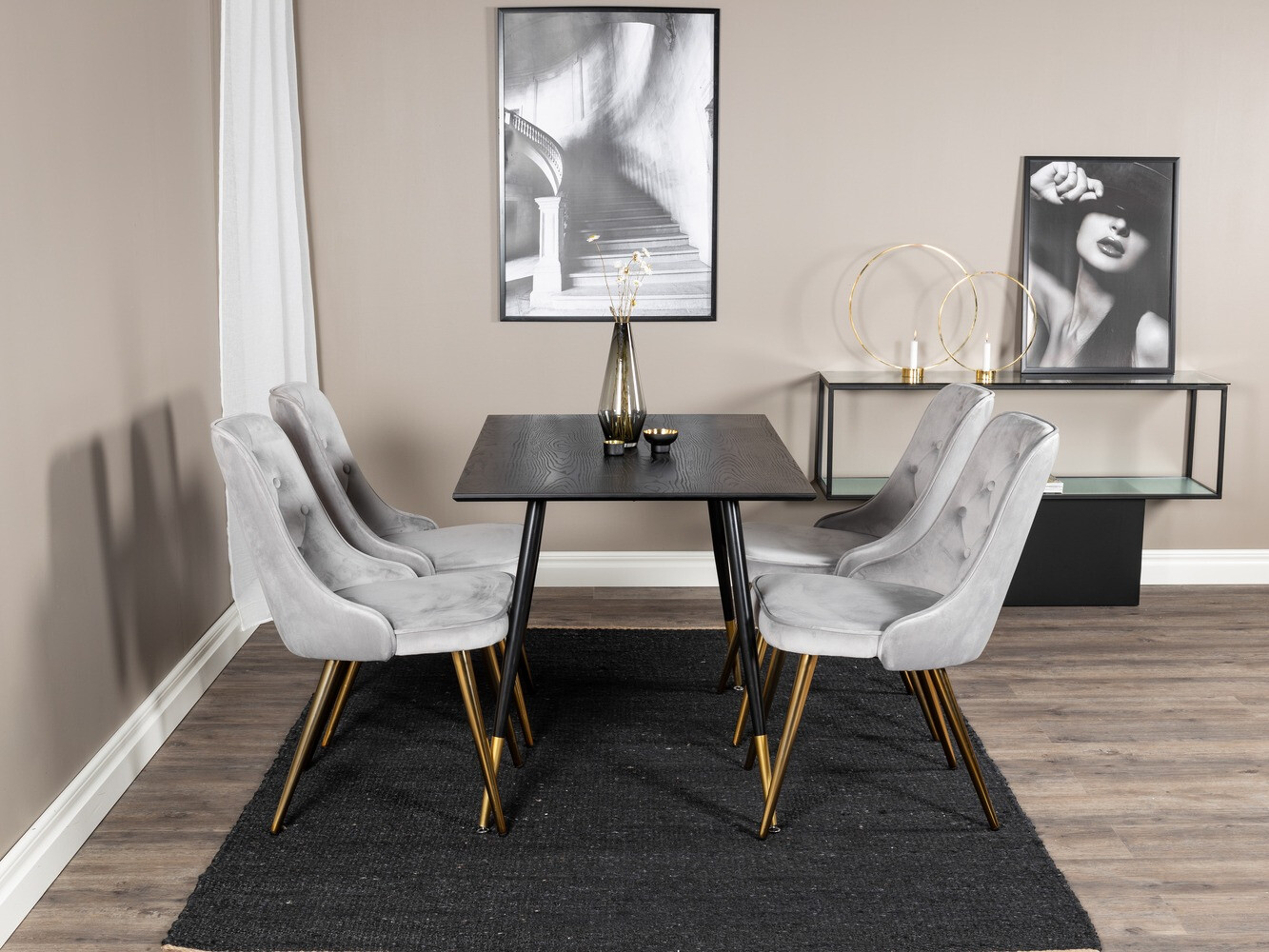 Dining set Dallas 1673 (Grey + golden)