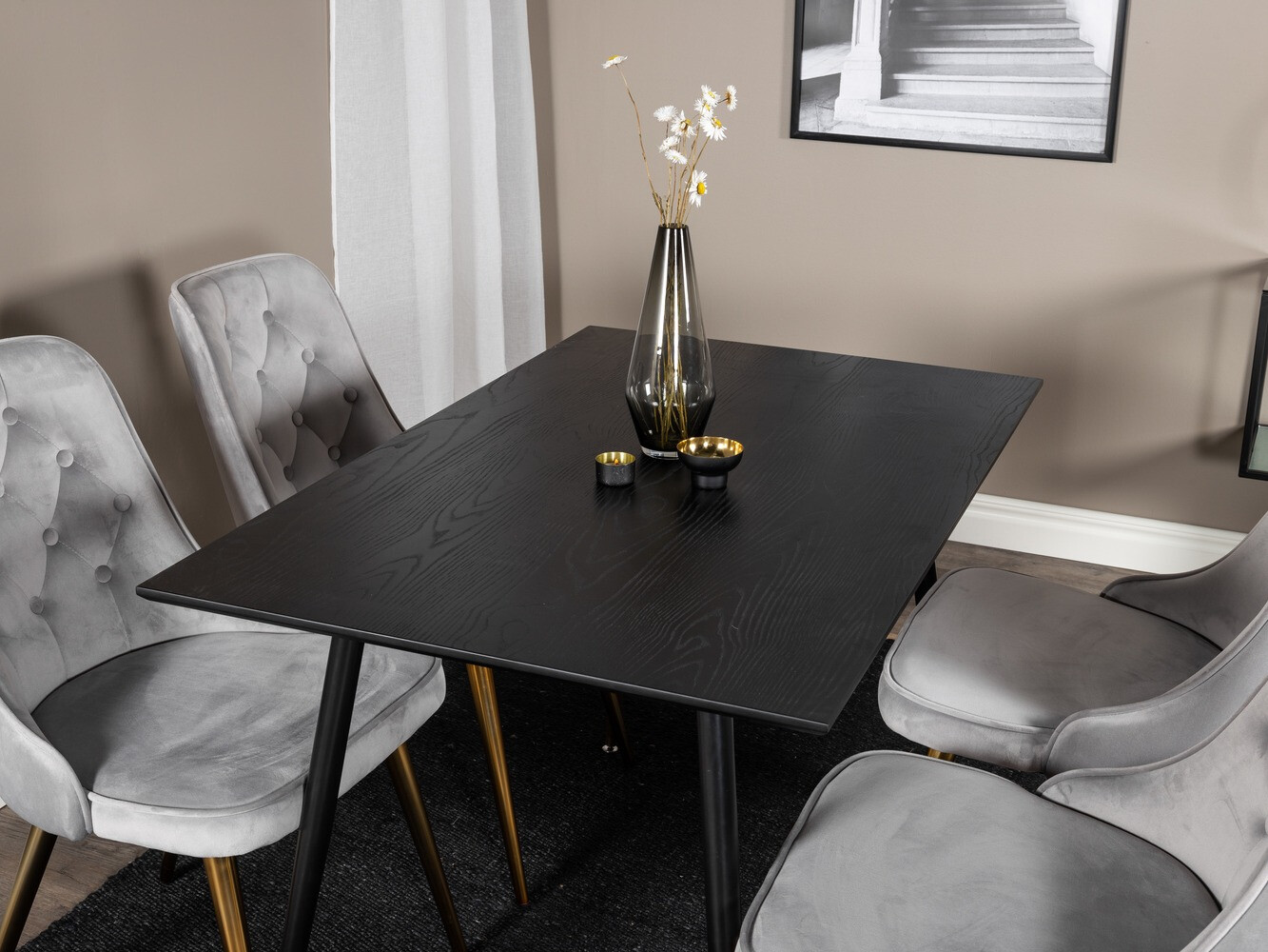 Dining set Dallas 1673 (Grey + golden)