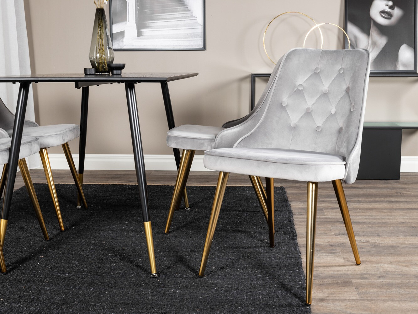 Dining set Dallas 1673 (Grey + golden)