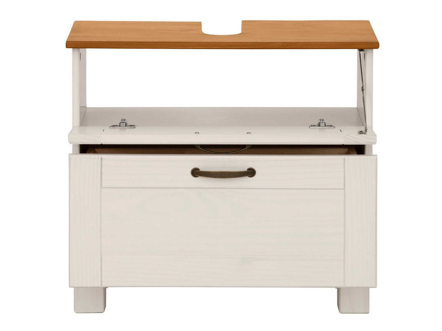 Όρθιο ντουλάπι νιπτήρα μπάνιου Ophlevu 102 (Άσπρο + Μελί δρυς)