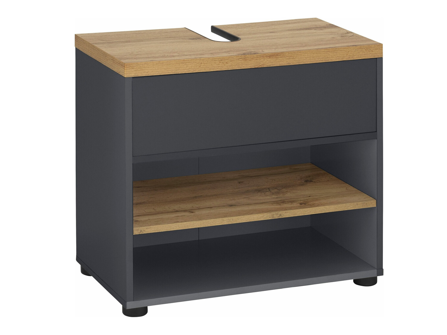 Όρθιο ντουλάπι νιπτήρα μπάνιου Denton 840 (Ανθρακί + Δρυς)