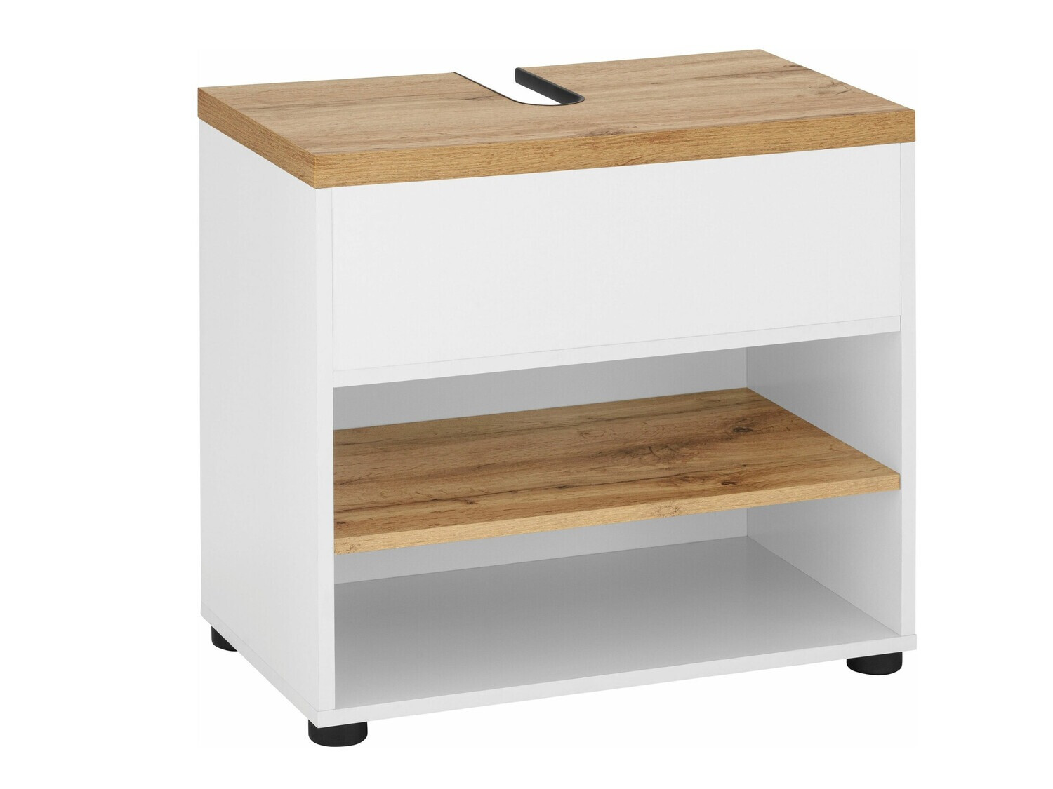 Standing bathroom cabinet for washbasin Denton 840 (White + Oak)