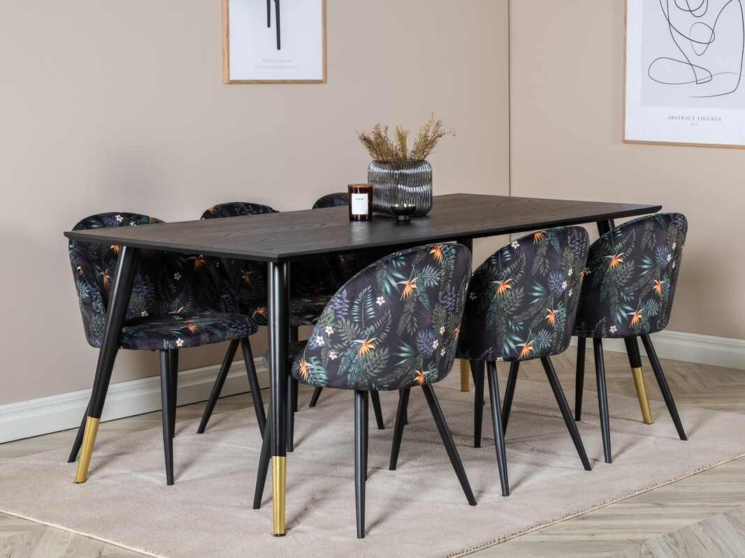 Dining set Dallas 1876 (Floral pattern + Black)