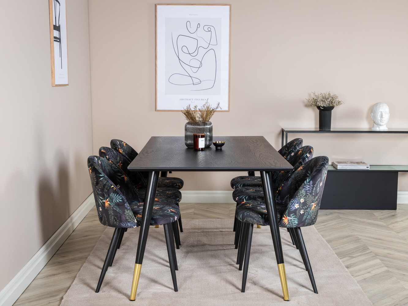 Dining set Dallas 1876 (Floral pattern + Black)