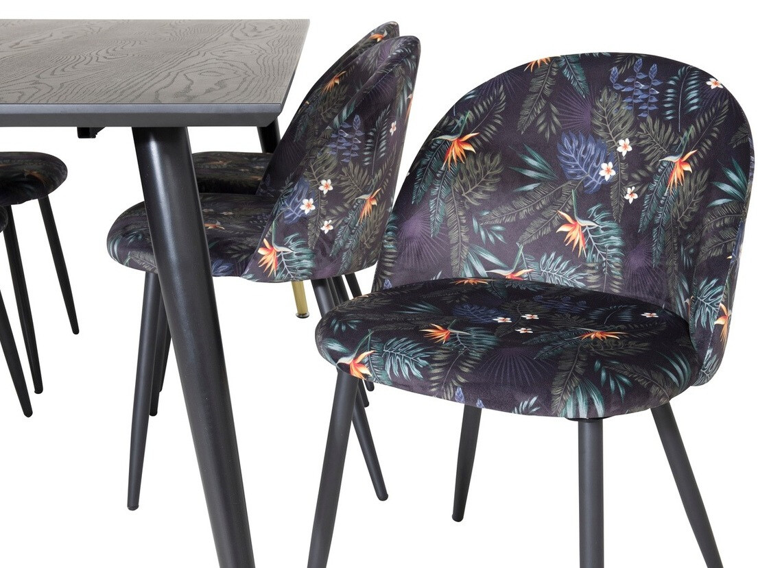 Dining set Dallas 1876 (Floral pattern + Black)