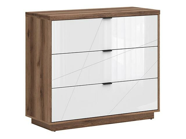 Chest of drawers Fivale 118 (Dark Delano oak + Glossy white)