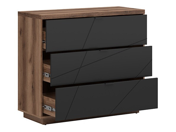 Chest of drawers Fivale 118 (Dark Delano oak + Matte black)