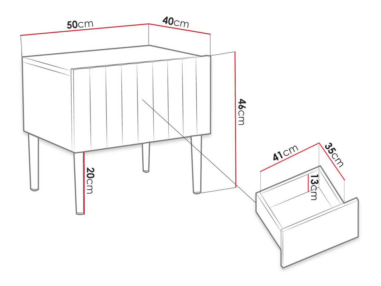 Κομοδίνο Amplexal (Γυαλιστερό μαύρο + Μαύρο)