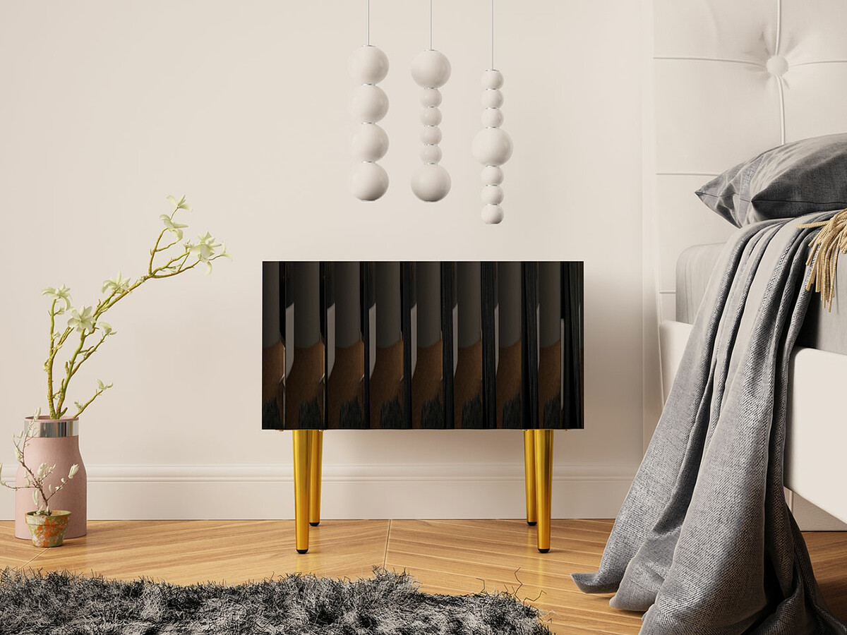 Κομοδίνο Amplexal (Γυαλιστερό μαύρο + Μαύρο)