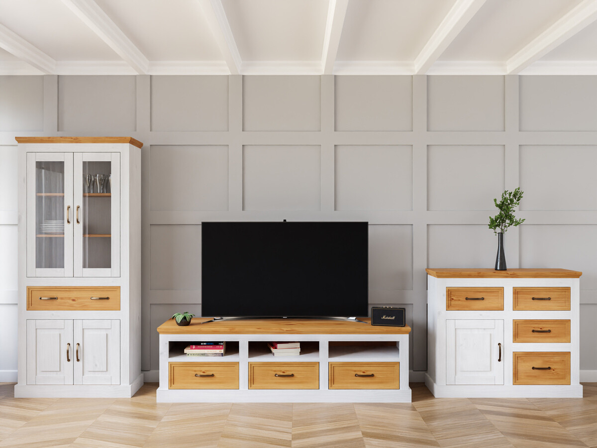 Σετ επίπλων σαλονιού Tolelio 115 (Άσπρο + Πεύκο)