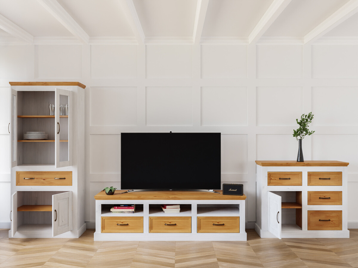 Σετ επίπλων σαλονιού Tolelio 115 (Άσπρο + Πεύκο)