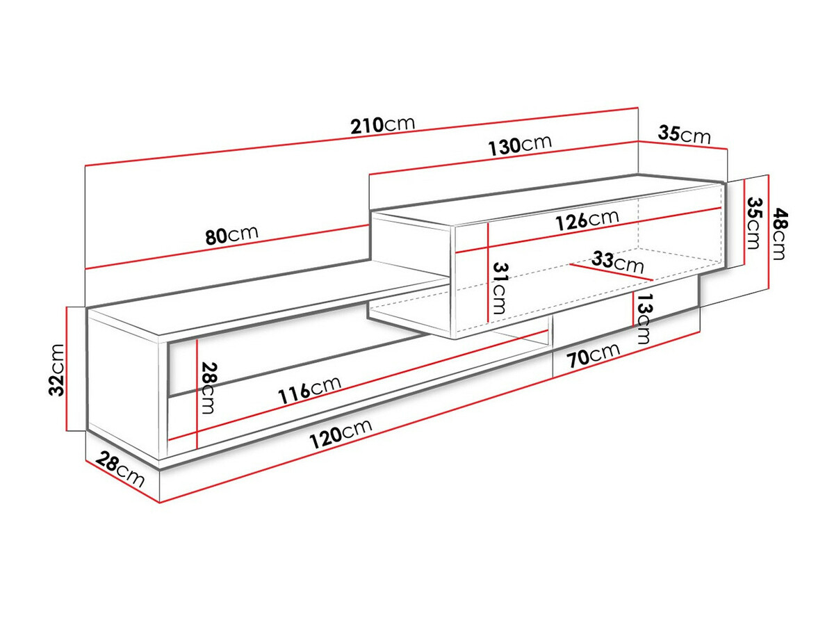 Έπιπλο τηλεόρασης Pinos (Άσπρο + Δρυς wotan)