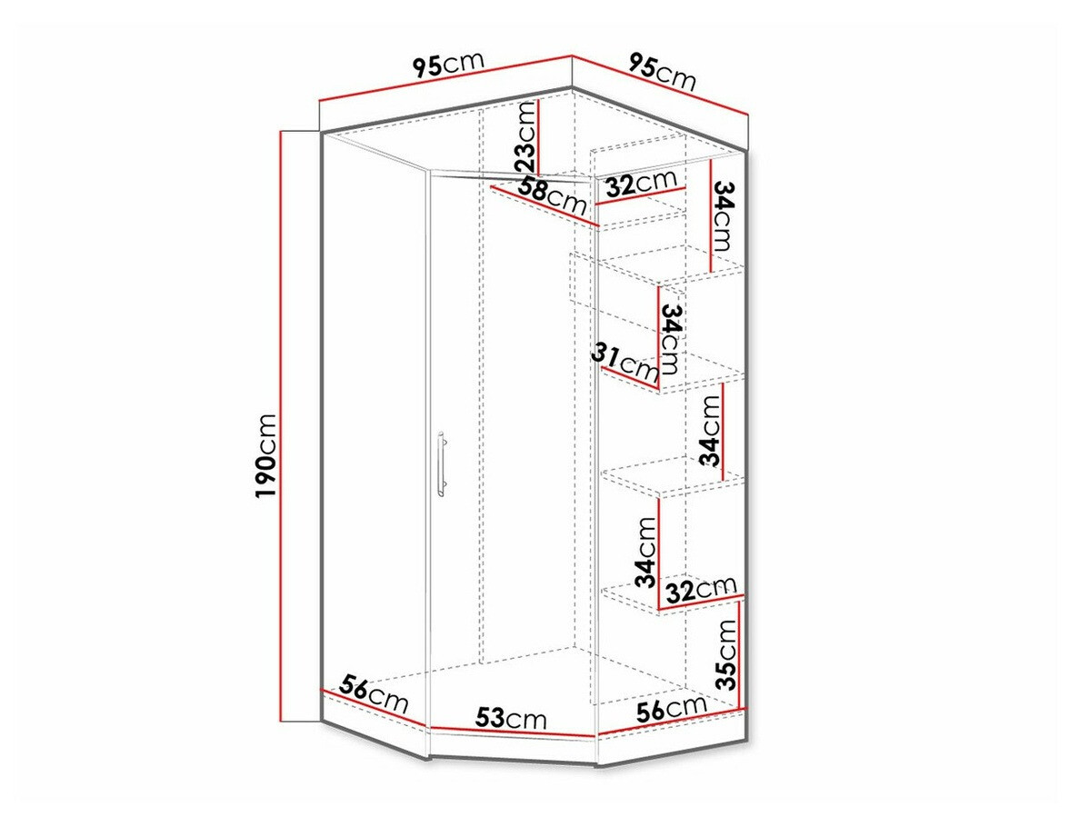 Corner wardrobe Cavmero 106 (Anthracite)