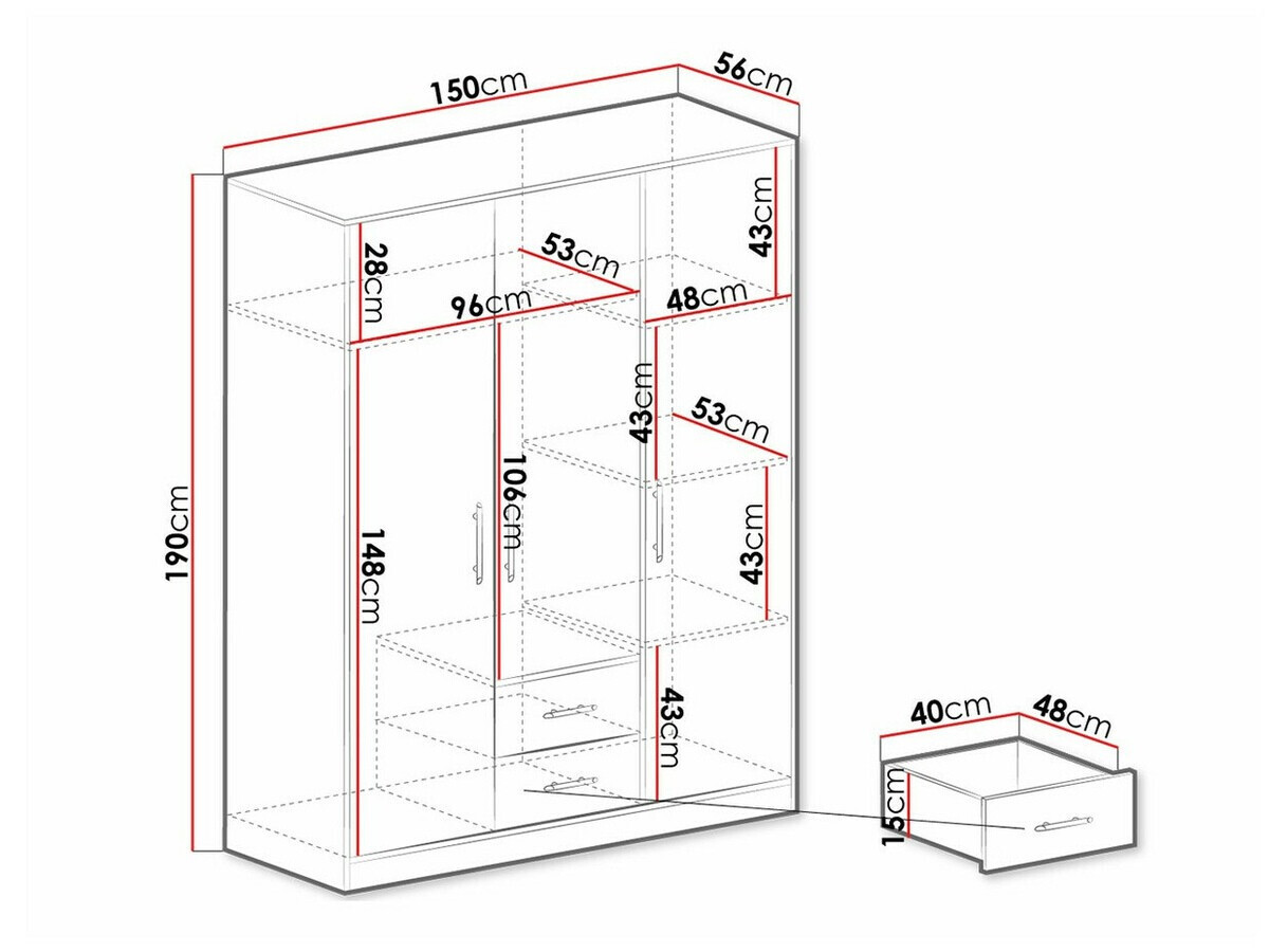 Wardrobe Cavmero 102 (Anthracite)
