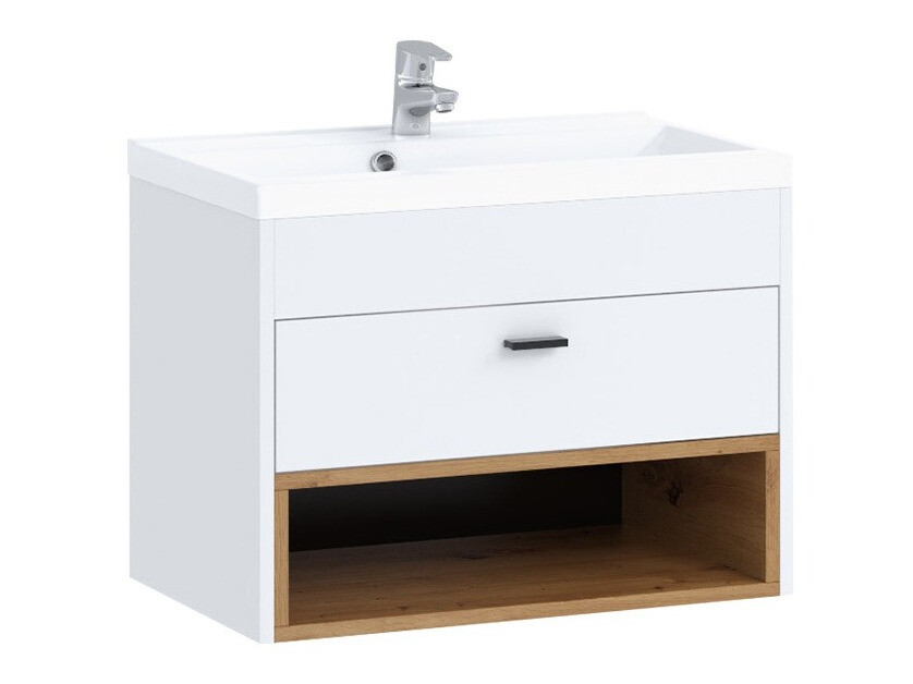 Wall-mounted bathroom cabinet for washbasin Velum (White + Artisan oak)