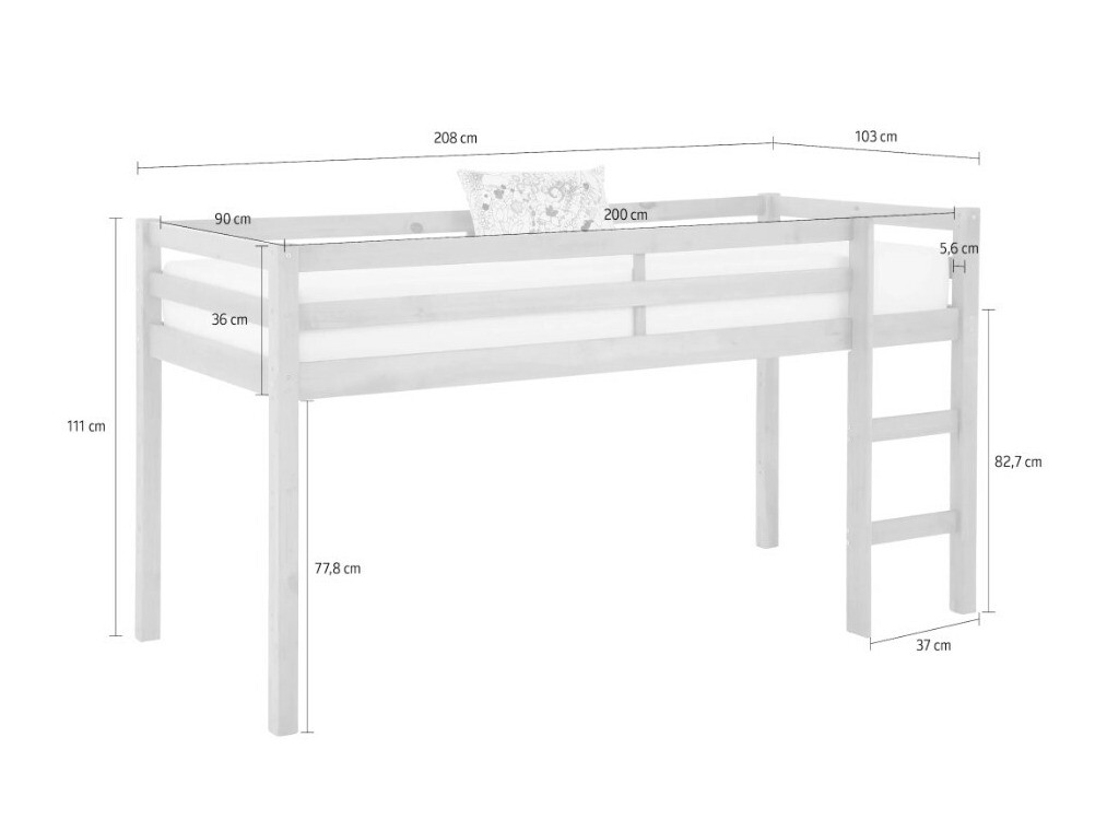 Υπερυψωμένο κρεβάτι Ruvfiva 101 (Πεύκο)