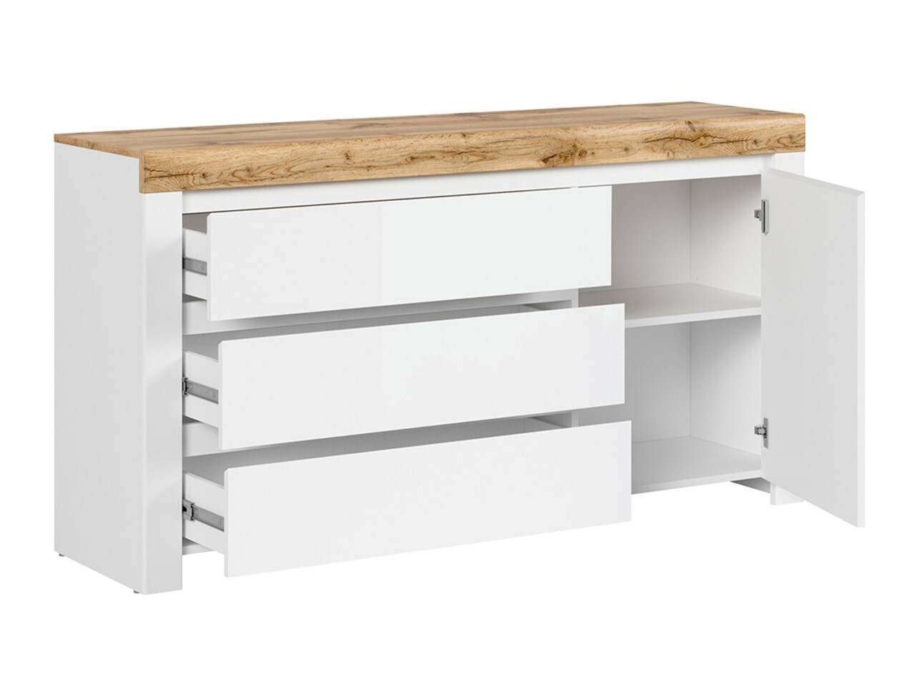 Συρταριέρα Sonsoru 100 (Άσπρο + Γυαλιστερό λευκό + Δρυς wotan)