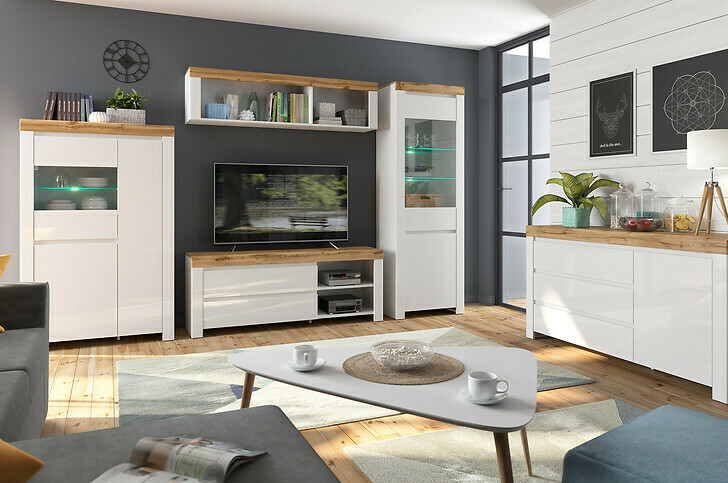 Συρταριέρα Sonsoru 100 (Άσπρο + Γυαλιστερό λευκό + Δρυς wotan)