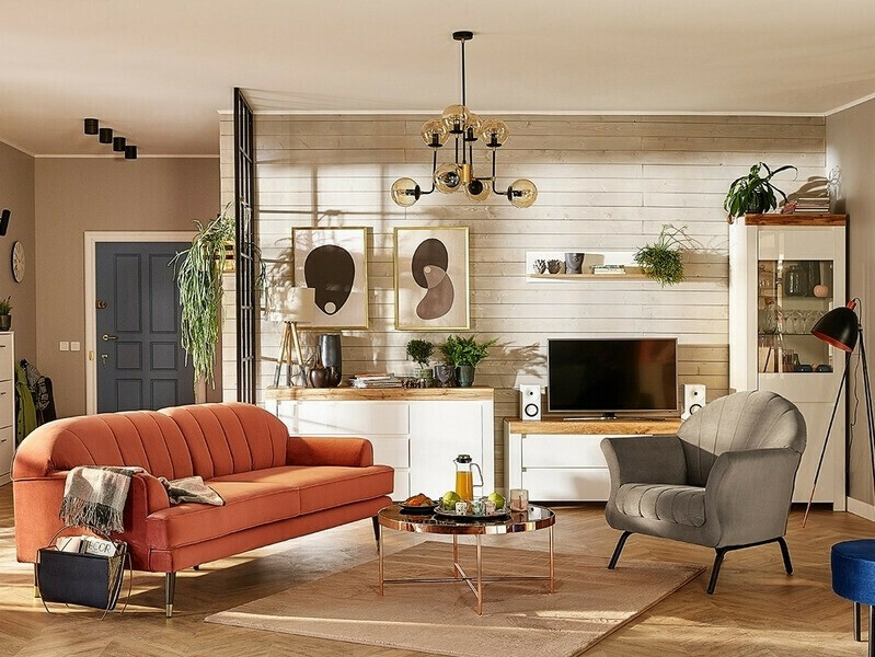 Έπιπλο τηλεόρασης Sonsoru 108 (Άσπρο + Γυαλιστερό λευκό + Δρυς wotan)