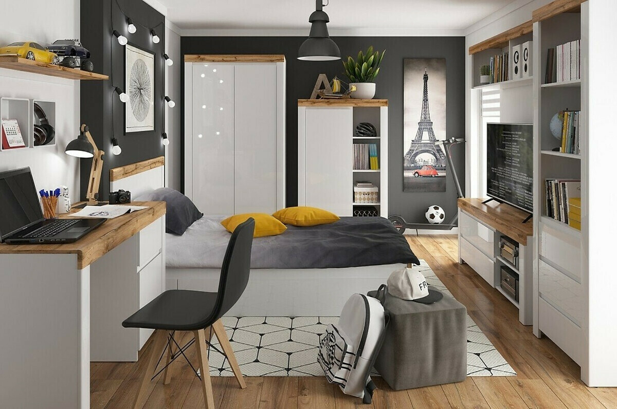 Ράφι τοίχου Sonsoru 102 (Άσπρο + Δρυς wotan)