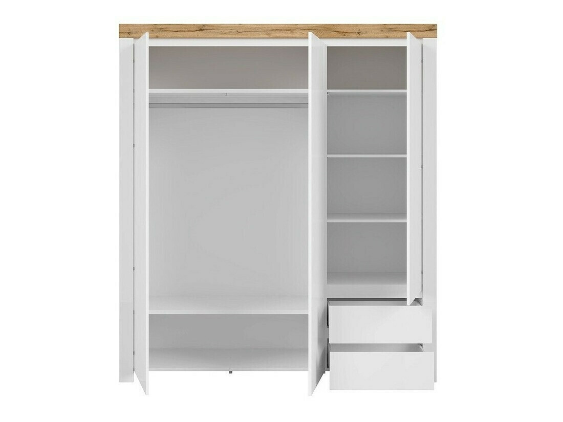 Wardrobe Sonsoru 120 (White + Glossy white + Wotan Oak)