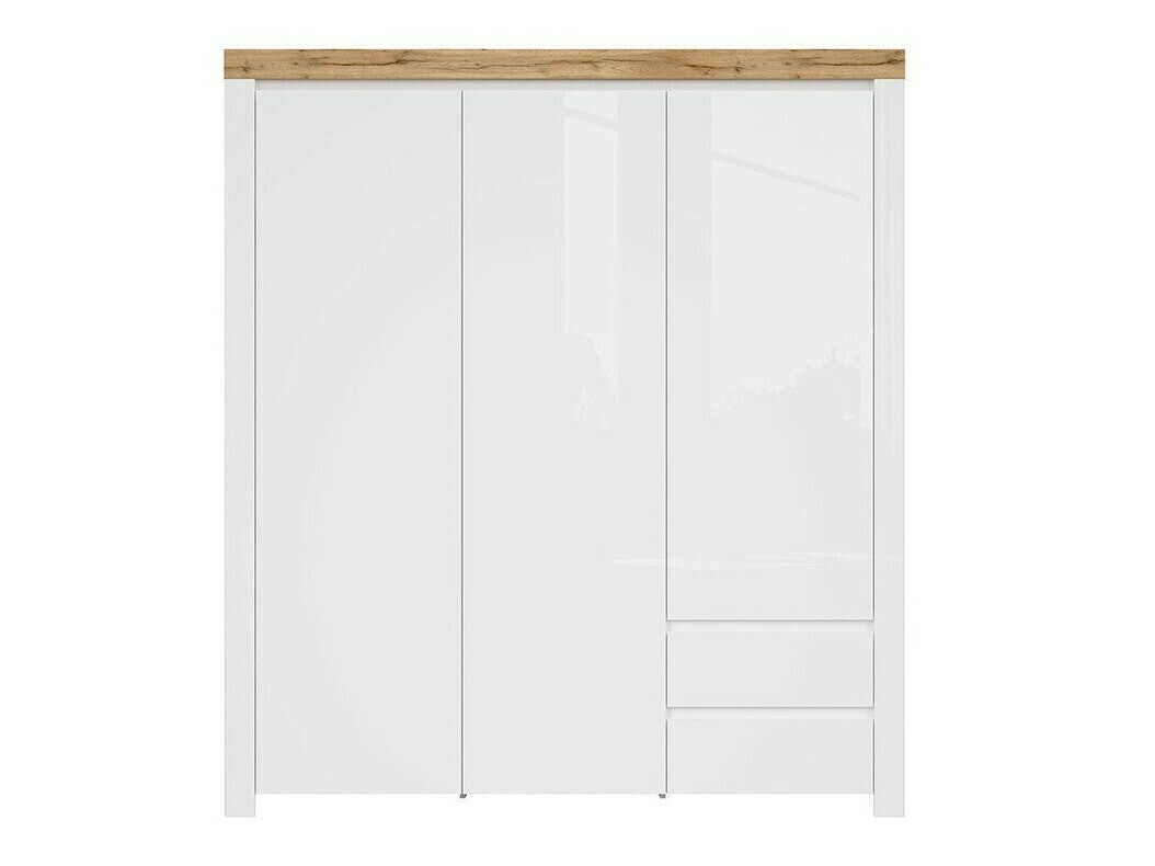 Wardrobe Sonsoru 120 (White + Glossy white + Wotan Oak)