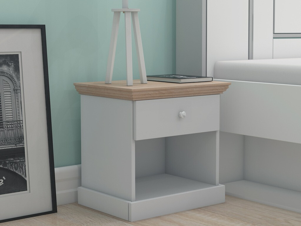 Κομοδίνο Lirveri 111 (Γκρι + Ελαφριά δρυς)