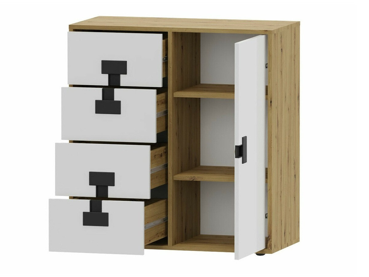 Chest of drawers Florevi 103 (Gloss grey + Artisan oak)