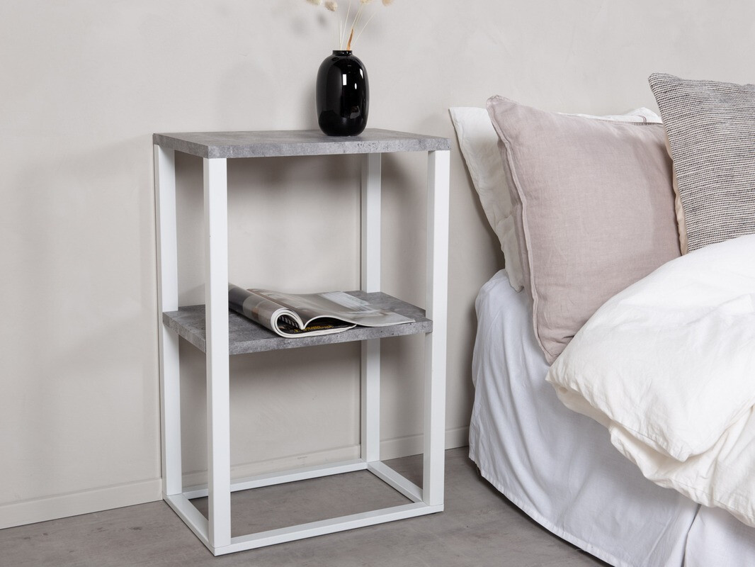 Βοηθητικό τραπεζάκι Dallas 260 (Σκυρόδεμα + Άσπρο)