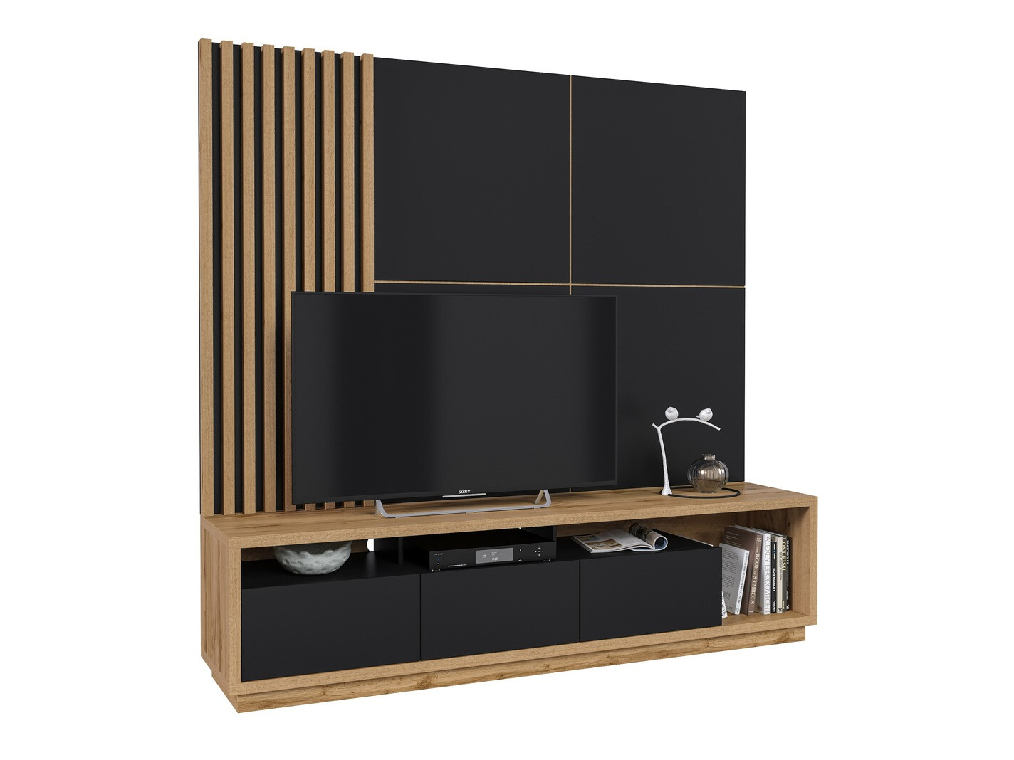 Living room set Austin 360 (Wotan Oak + Black + Matte black)