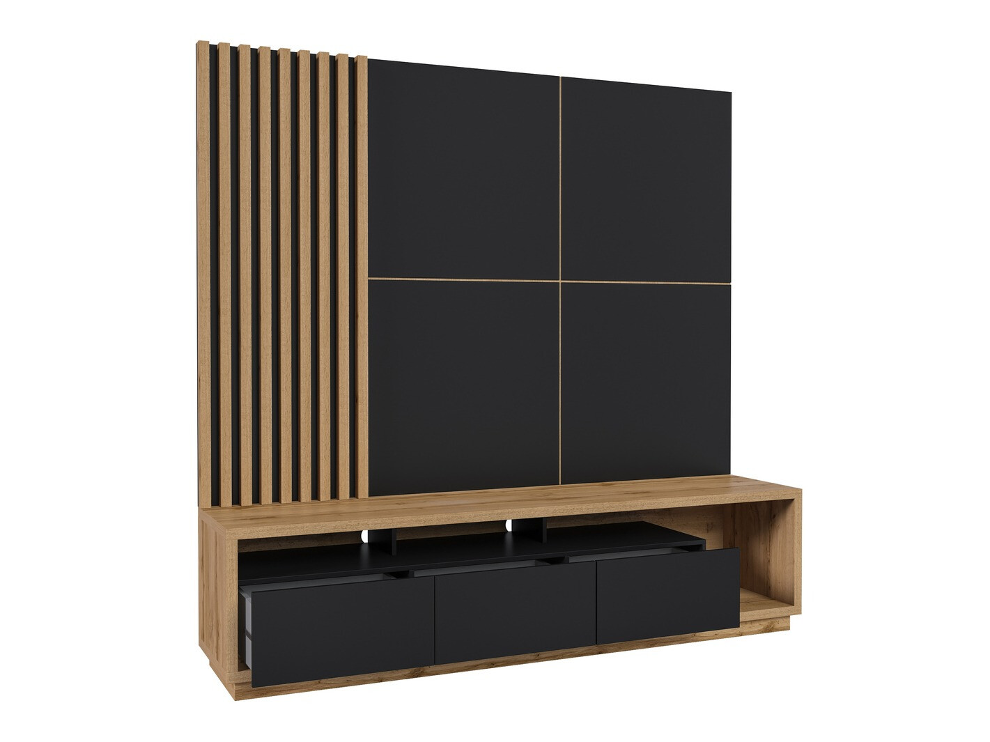 Living room set Austin 360 (Wotan Oak + Black + Matte black)
