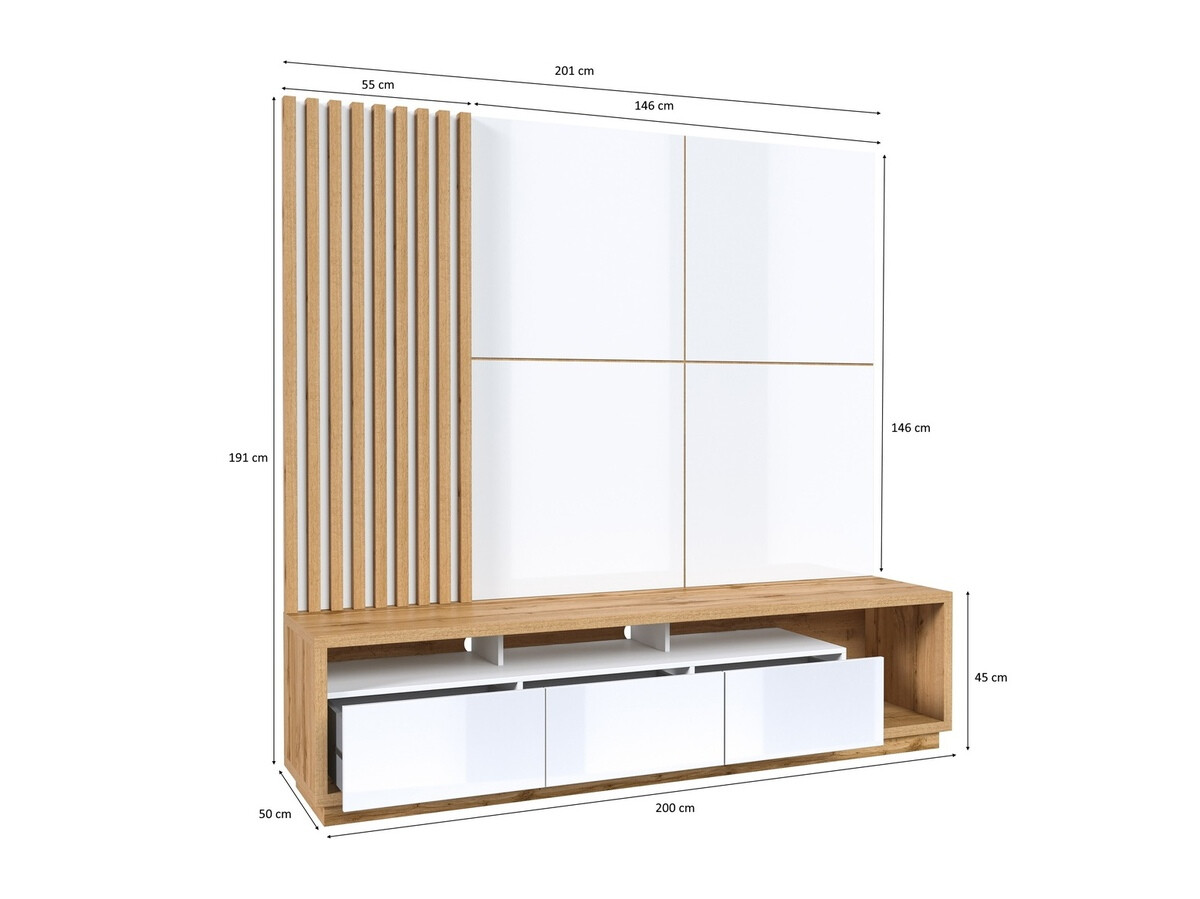 Living room set Austin 360 (Wotan Oak + Black + Matte black)