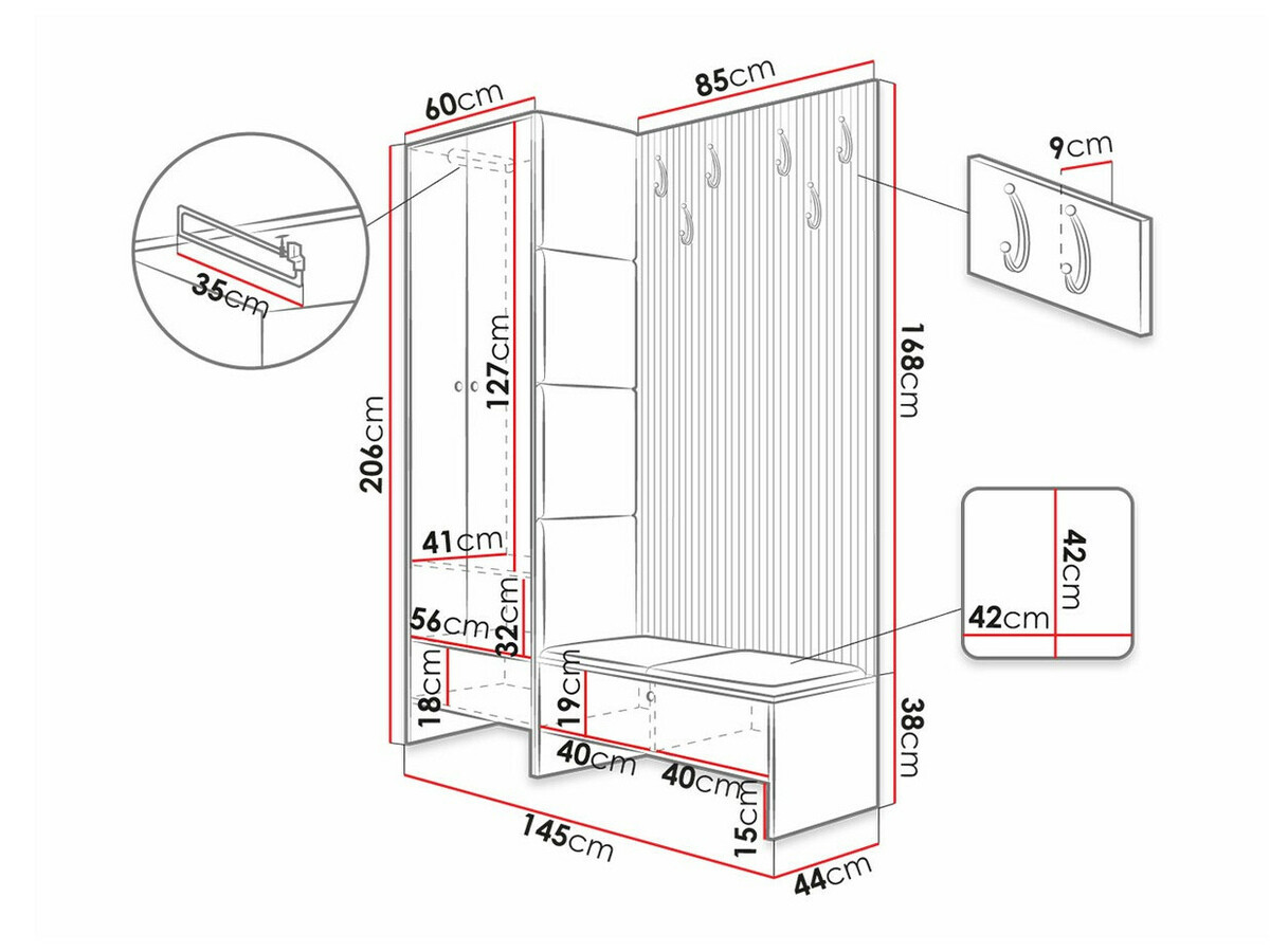 Σετ διαδρόμου Donio III (Artisan βελανιδιά + Manila 18)