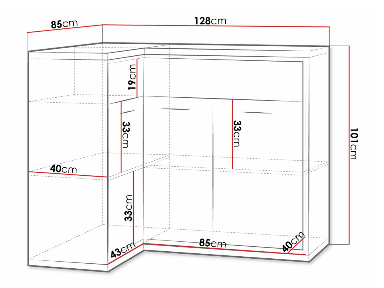 Corner chest of drawers Etrmoni 121 (Light wood)